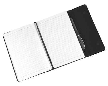 stationery notepad and pen, isolated, on white background