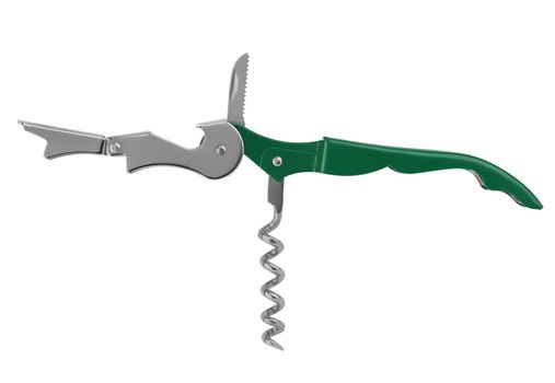 multifunctional multitool opener in the open state isolated on a white background