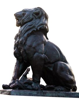 Lions sculpture on a white background