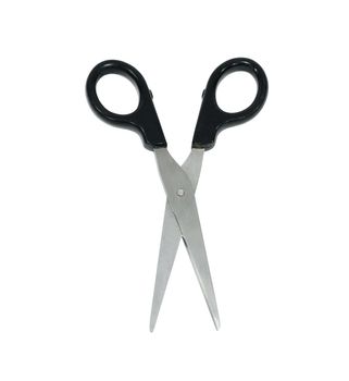 scissors with a black handle on a white background