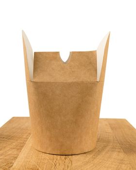 disposable paper packaging, for food, on a white background in isolation