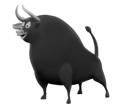 Illustration, animal, cattle, bull on a white background isolated