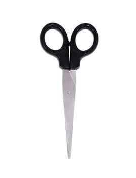 scissors with a black handle on a white background