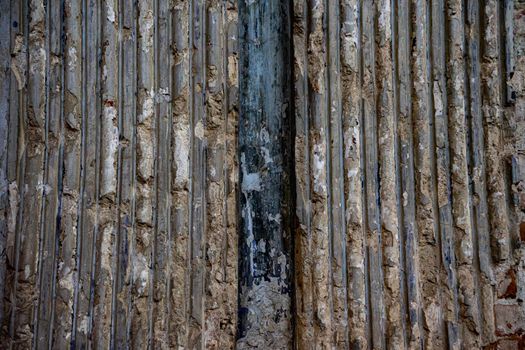 Interior decoration of an ancient building destroyed by time and war. Close up.