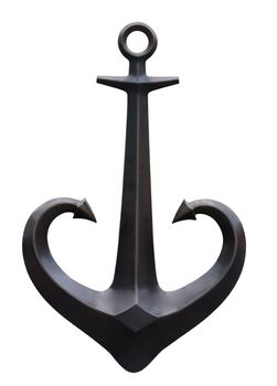 Decoration, metal decoration, in the form of a ship anchor on a white background