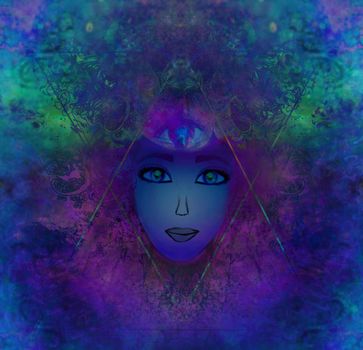 Woman with third eye, psychic supernatural senses