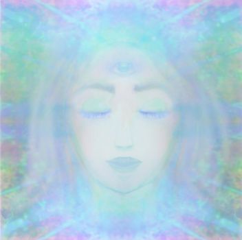 Woman with third eye, psychic supernatural senses