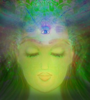 Woman with third eye, psychic supernatural senses