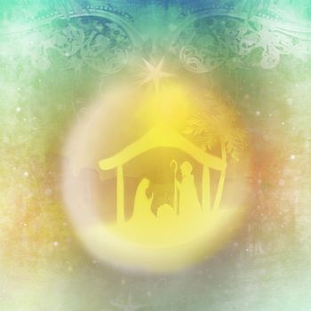 birth of Jesus in Bethlehem in a glass bubble