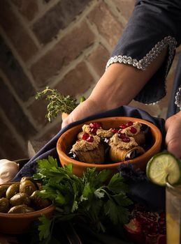 The Pkhali is a traditional Georgian dish of chopped and minced vegetables, made of cabbage, eggplant, spinach, beans, beets