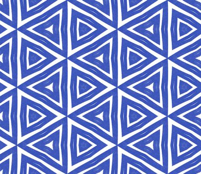 Mosaic seamless pattern. Indigo symmetrical kaleidoscope background. Retro mosaic seamless design. Textile ready popular print, swimwear fabric, wallpaper, wrapping.