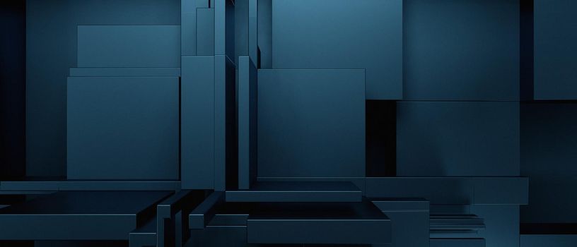 Abstract Futuristic Cubes Future Deep Blue Green Iillustration Background Wallpaper 3D Illustration