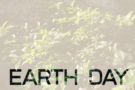 The word Earth Day on green nature background. Earth day, Ecology concept.