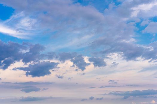 Dramatic cloud sky background Heawy rainy clouds Beautiful cloudscape Blue colors