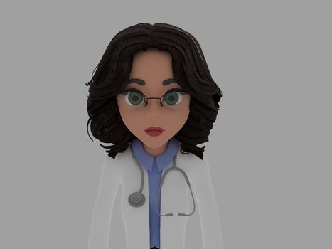 3d model of a female doctor on a white background