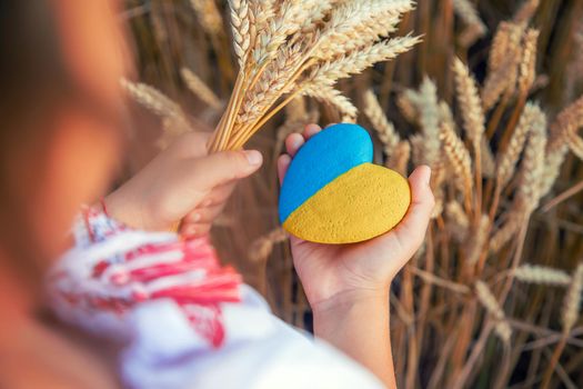 Child in a wheat field. In vyshyvanka, the concept of the Independence Day of Ukraine. Selective focus. Kid.