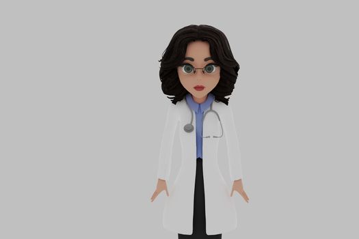 3d model of a female doctor on a white background