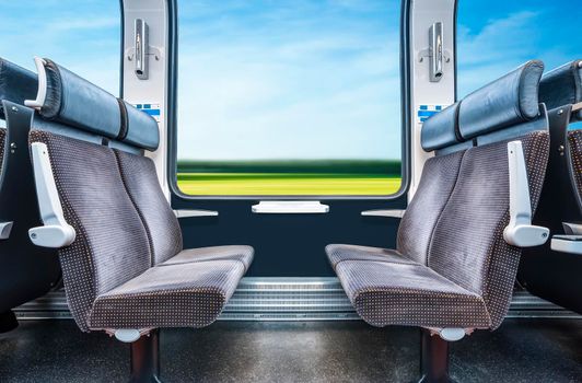high speed train interior window seat.