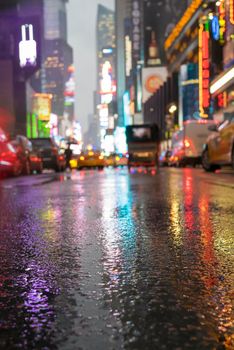 Times Square in NYC by night.