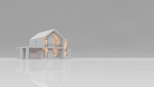 3D rendering illustration of modern house