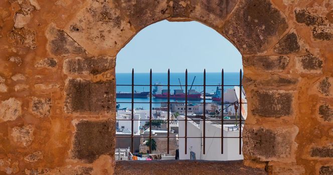 Port of Sousse, Tunisia. View of port from city buildings.