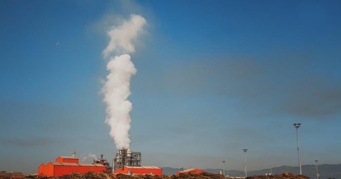 Pollution of the Environment a factory smoke. Industrial zone.