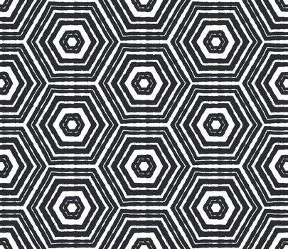 Medallion seamless pattern. Black symmetrical kaleidoscope background. Watercolor medallion seamless tile. Textile ready artistic print, swimwear fabric, wallpaper, wrapping.