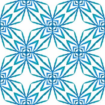 Organic tile. Blue mind-blowing boho chic summer design. Trendy organic green border. Textile ready interesting print, swimwear fabric, wallpaper, wrapping.