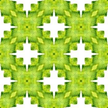 Chevron watercolor pattern. Green perfect boho chic summer design. Green geometric chevron watercolor border. Textile ready splendid print, swimwear fabric, wallpaper, wrapping.