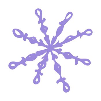 Isolated Hand drawn Blue Doodle Sketch Snowflake. Illustration of Snow for Xmas, Christmas and New Year.