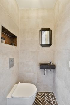 Bright minimalistic bathroom with modern design