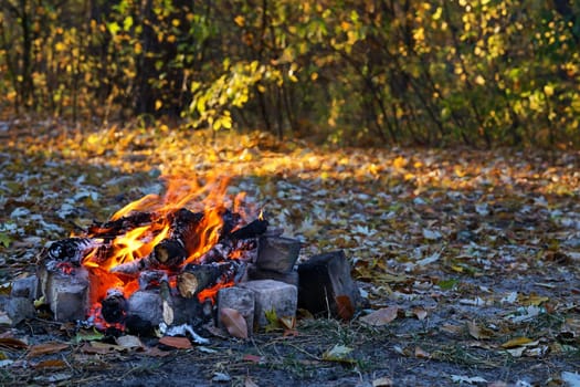 a large open-air fire used as part of a celebration, for burning trash, or as a signal.