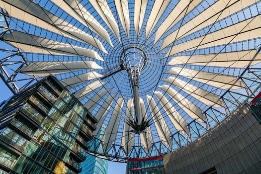 The futuristic Sony Center building in Berlin Mitte