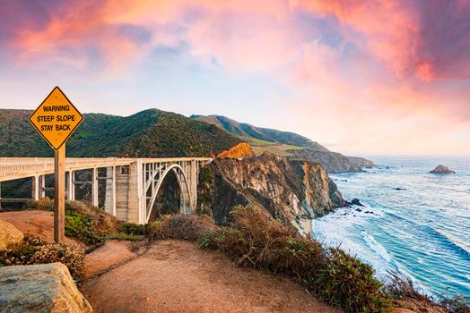 Big sur coast in California, United States of America. Panoramic image.