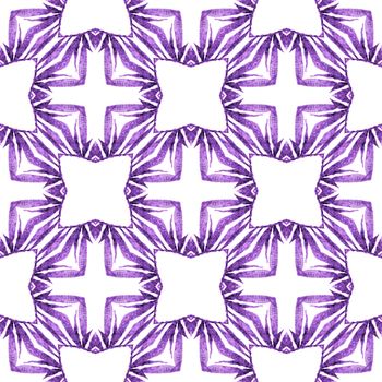 Hand drawn tropical seamless border. Purple great boho chic summer design. Textile ready emotional print, swimwear fabric, wallpaper, wrapping. Tropical seamless pattern.
