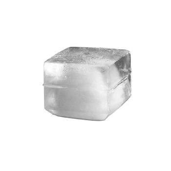 Square ice cube isolated on white background