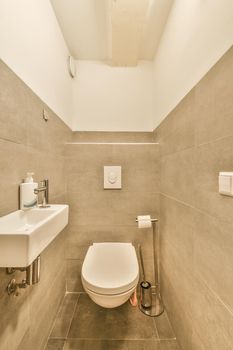 Bright minimalistic bathroom with modern design