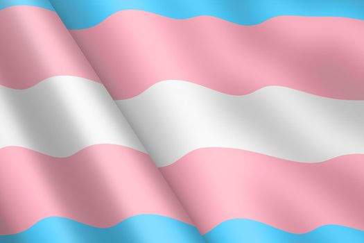 A trans gender waving flag 3d illustration wind ripple