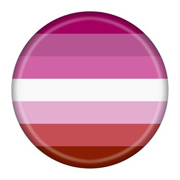 A lesbian gay pride flag button 3d illustration with clipping path