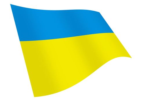 A Ukraine waving flag graphic isolated on white with clipping path 3d illustration
