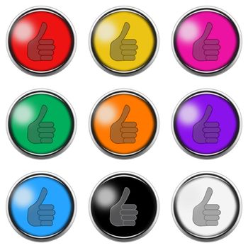 A thumbA thumbs up button icon set isolated on white with clipping path 3d illustrations up button icon set isolated on white with clipping path 3d illustration