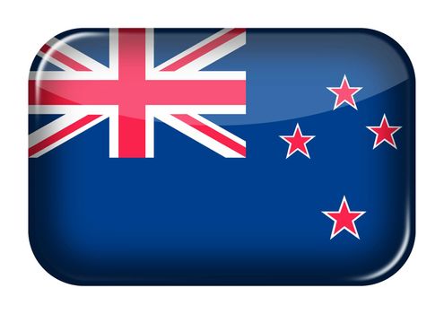 A New Zealand web icon rectangle button with clipping path 3d illustration