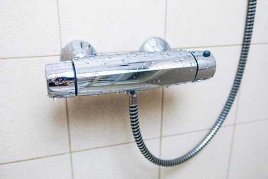 thermostatic shower mixer bar on the wall