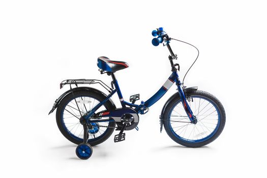 kids bike with training wheels, isolatedon white