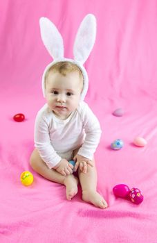 Happy easter baby holiday concept. Selective focus. Child.