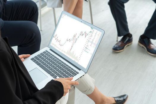 Stock market data chart analysis by ingenious computer software . Investment application display stock market chart on the computer screen and advise trading decision .