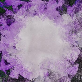 Purple Hand Drawn Gouache Abstract Frame. Gouache Paint Decorative Texture Background.