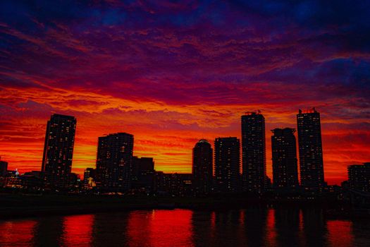 Mansion group of Minato Mirai and dusk. Shooting Location: Yokohama-city kanagawa prefecture