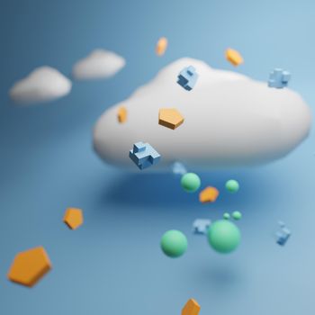 3D Digital technology background. 3d Cloud online app with data transferring service concept. 3D Render illustration