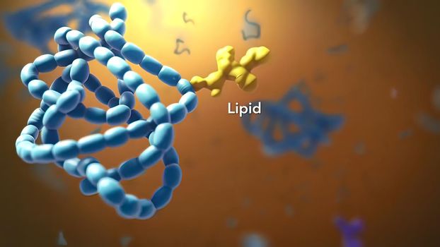 into molecular structure Molecules. Molecules that are laid out in an orderly row. 3D illustration. Alpha matte channel included in the end of the clip.